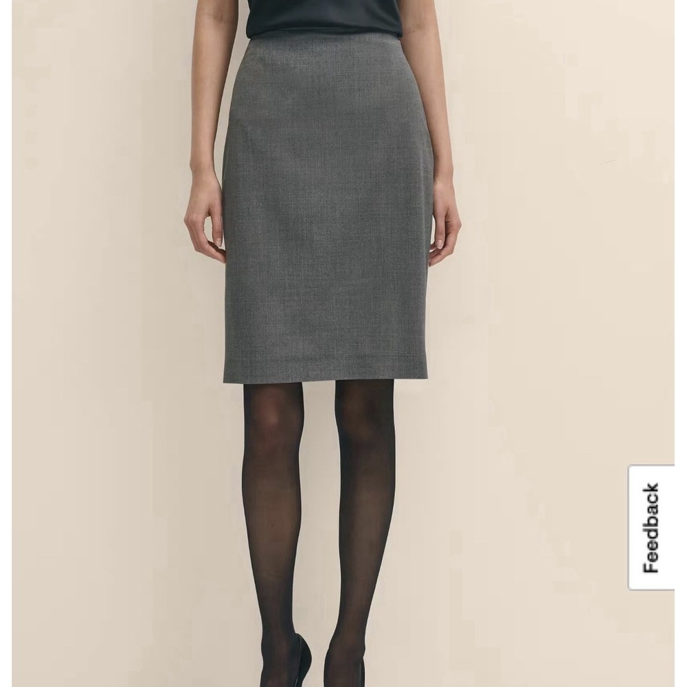 Essentials Brooks Brothers Stretch Wool Pencil Skirt Size 8 Dark Gray Business